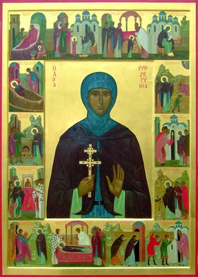 Икона прп. Евфросинии Полоцкой с житием в 14 клеймах 1-Ик. прп.Евфросинии Полоцкой с житием в 14 клеймах